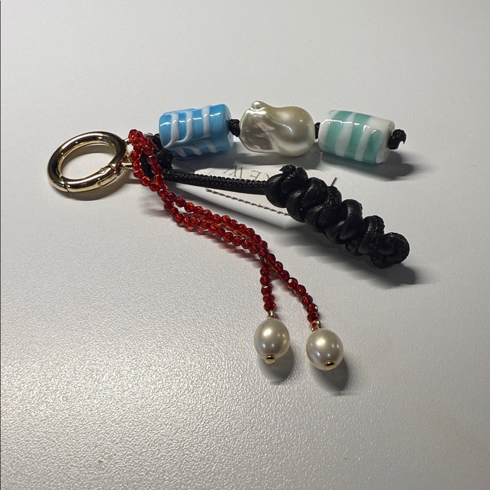 J. Crew Blue and Red Beaded Keychain or bag charm - Picture 2 of 2